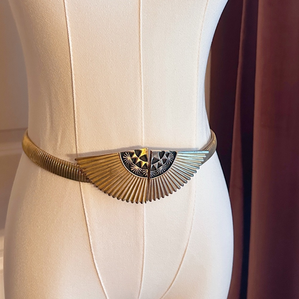 80s Art Deco Gold Snake Belt